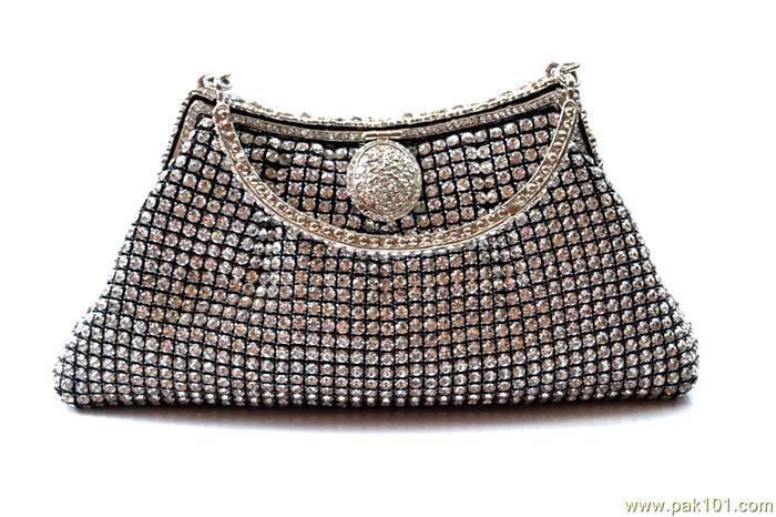 Metro Evening Clutches Hand Bags Fashion Designs Collection For Women and Girls Pakistan-Model Safari Crystal Meler