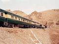 Train passing through Bolan Pass, Baluchistan, Pakistan.