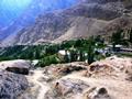 Hunza - View of the Eagle Nest Hotel from the Eagle rock